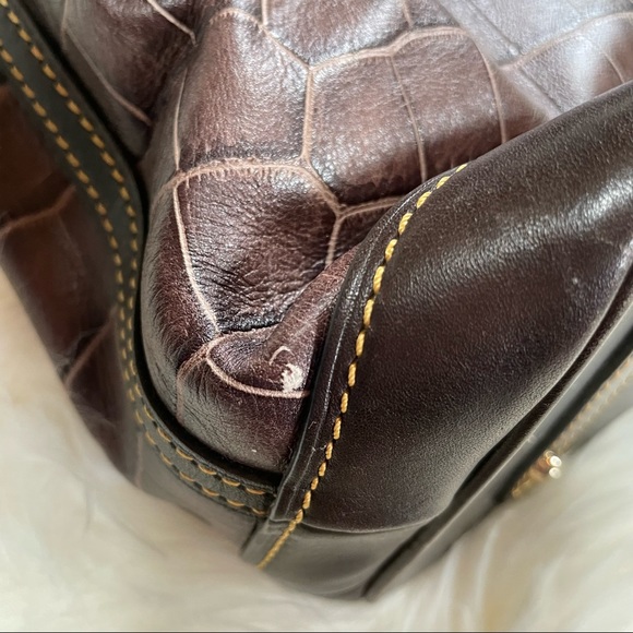 Dooney & Bourke Brown Croc Hobo Shoulder Bag - Picture 3 of 10